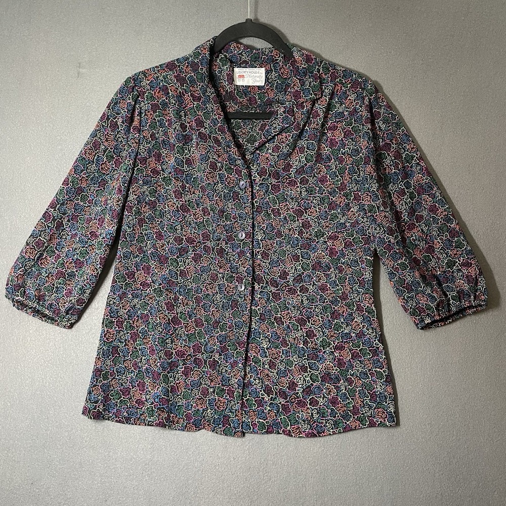 Naturally Yours Blouse Women S Liberty House Black Rainbow Floral Button